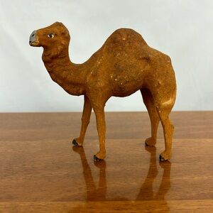 Antique Germany Nativity composition camel stick leg flocked putz figurine